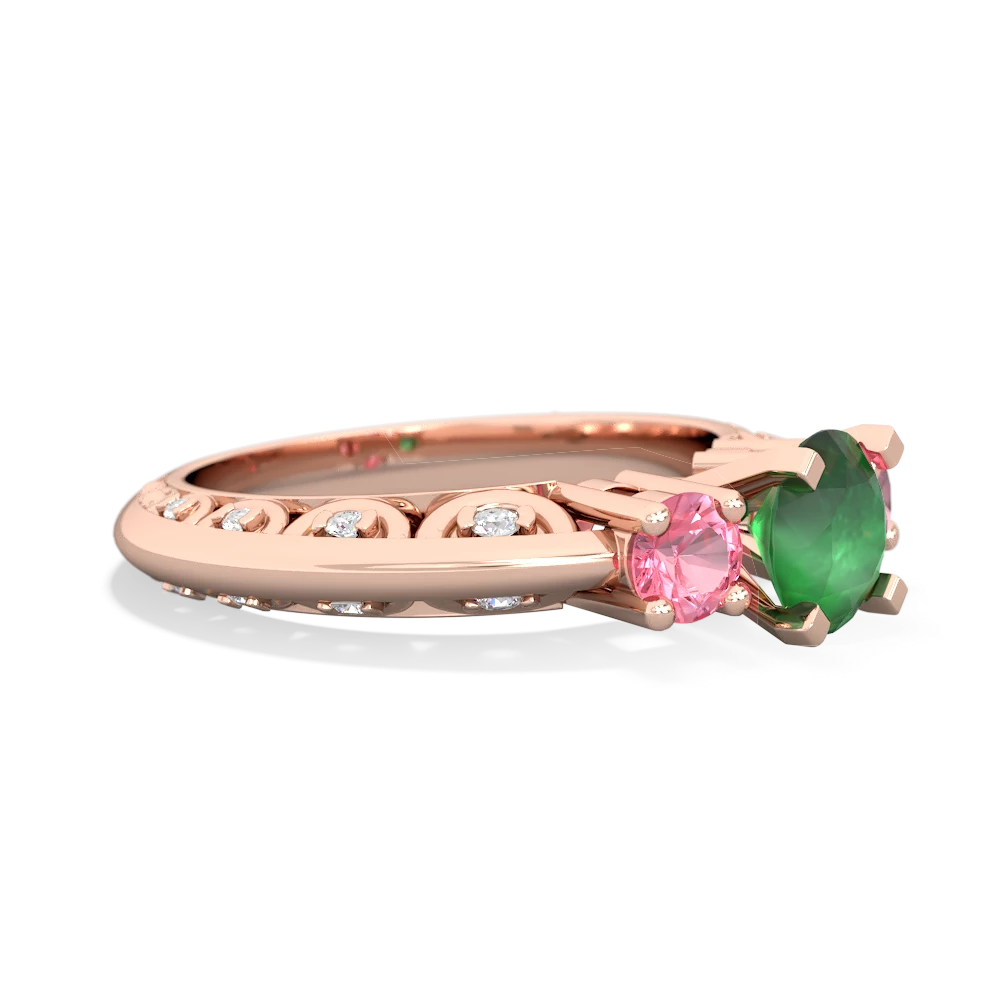 Emerald Art Deco Eternal Embrace Engagement 14K Rose Gold ring C2003