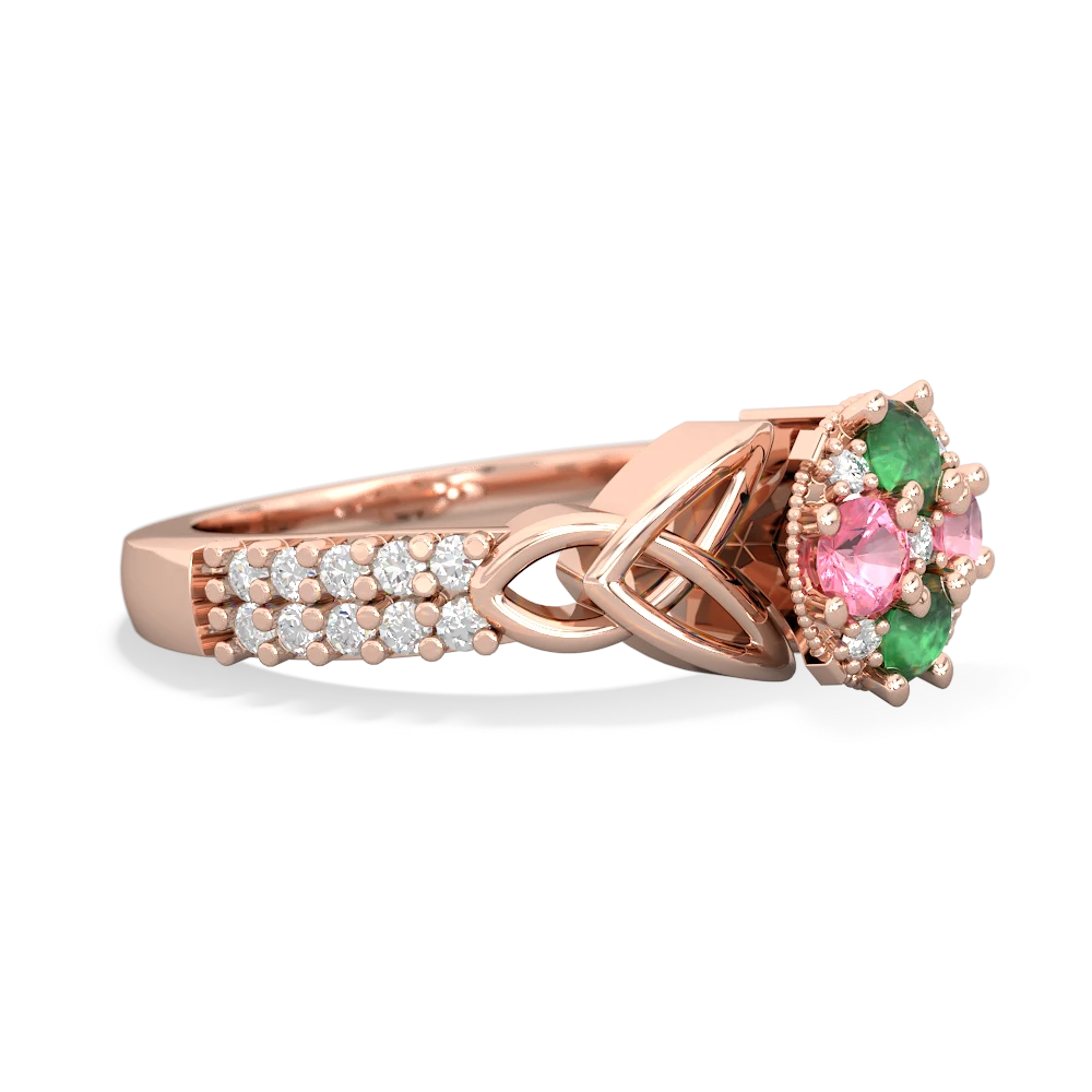 Emerald Celtic Knot Cluster Engagement 14K Rose Gold ring R26443RD