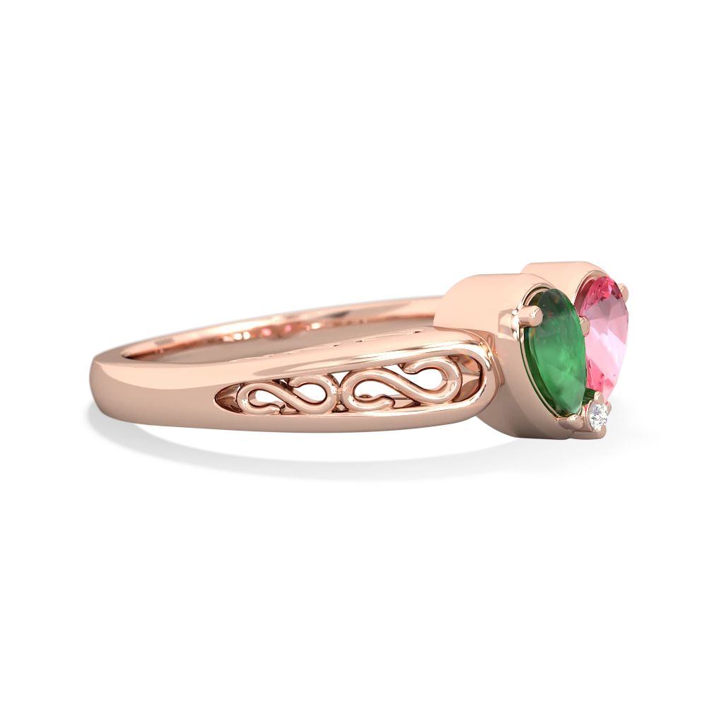 Emerald Filligree 'One Heart' 14K Rose Gold ring R5070