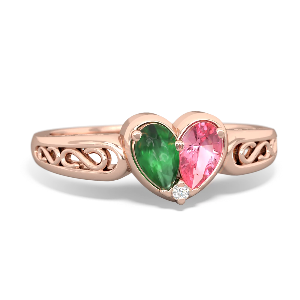 Emerald Filligree 'One Heart' 14K Rose Gold ring R5070