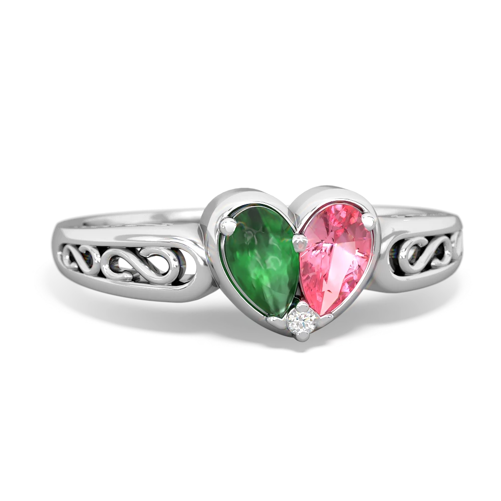 Emerald Filligree 'One Heart' 14K White Gold ring R5070