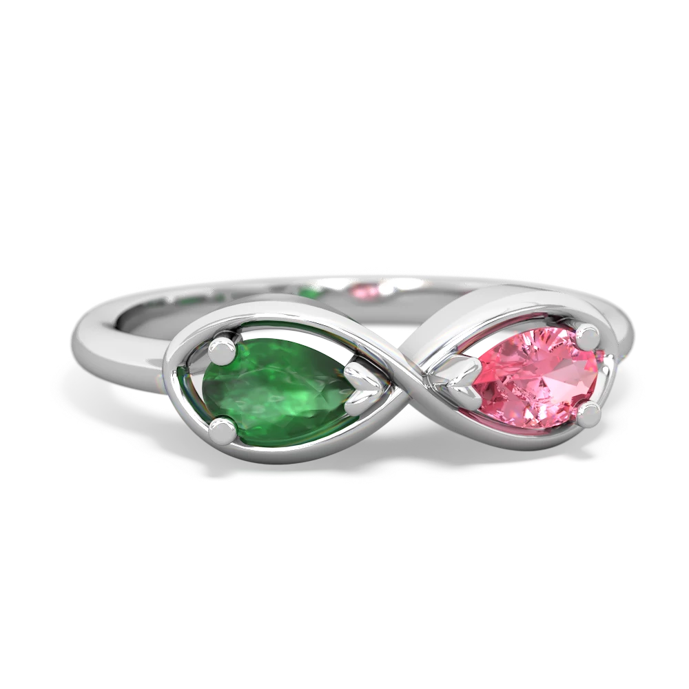 Emerald Infinity 14K White Gold ring R5050