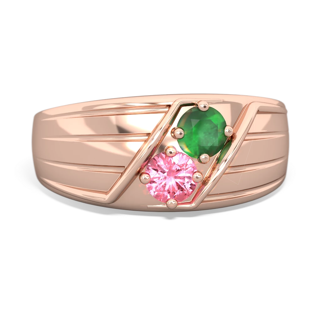 Emerald Men's Streamline 14K Rose Gold ring R0460