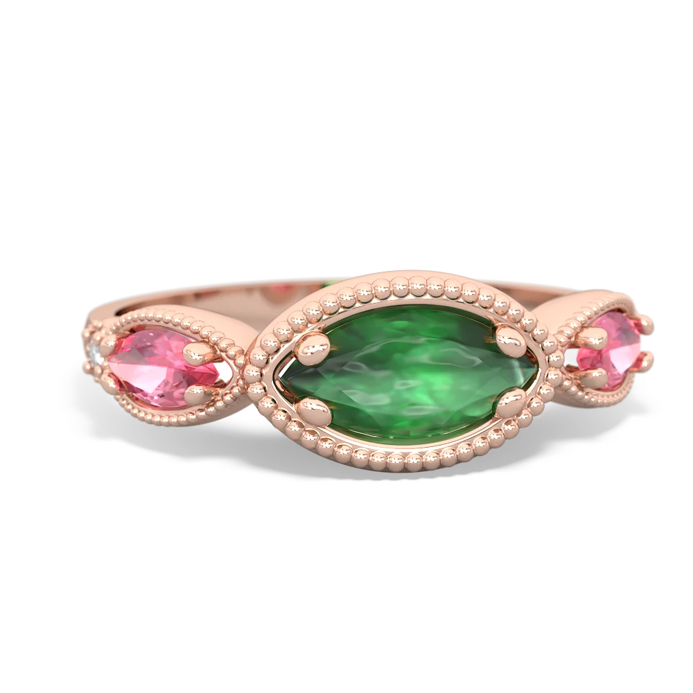 Emerald Milgrain Marquise 14K Rose Gold ring R5700