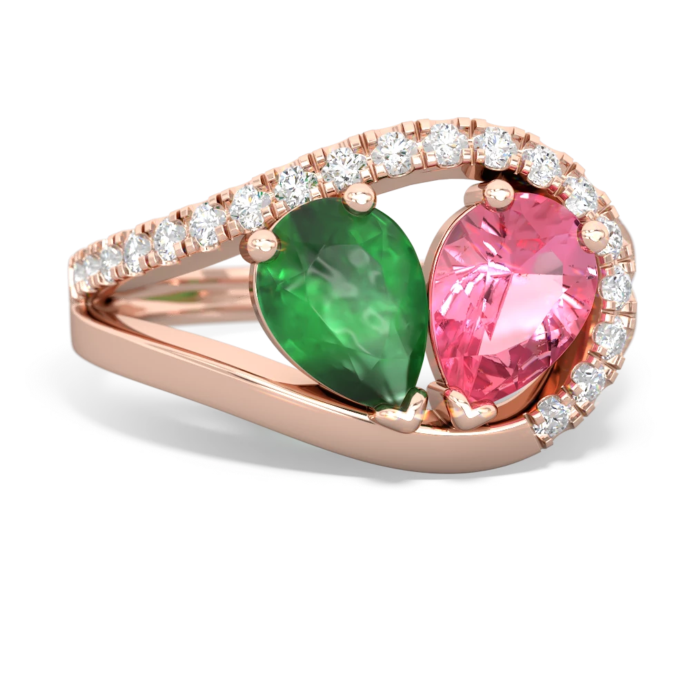 Emerald Nestled Heart Keepsake 14K Rose Gold ring R5650