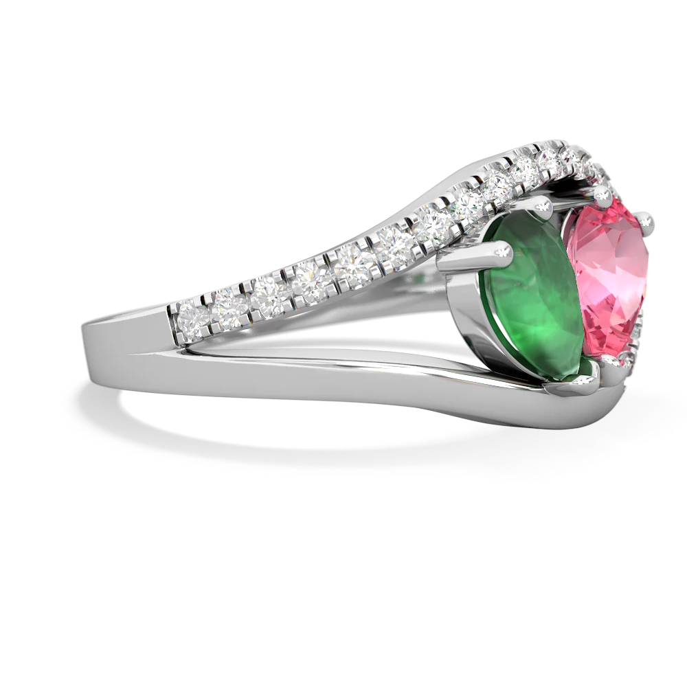 Emerald Nestled Heart Keepsake 14K White Gold ring R5650