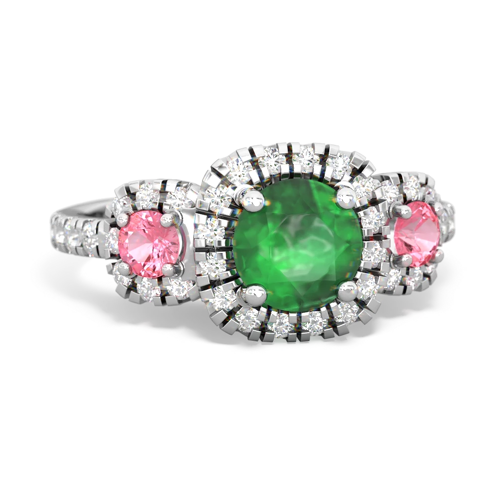 Emerald Regal Halo 14K White Gold ring R5350