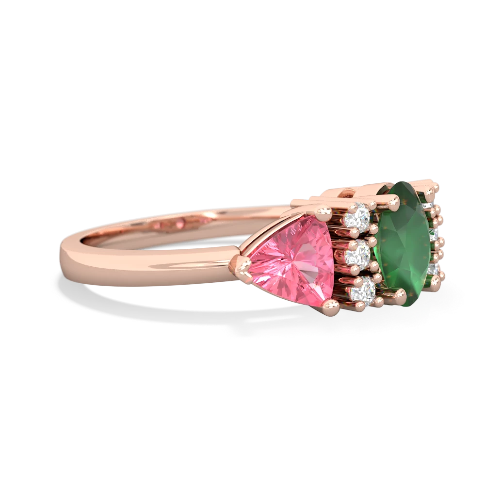 Emerald Antique Style Three Stone 14K Rose Gold ring R2186