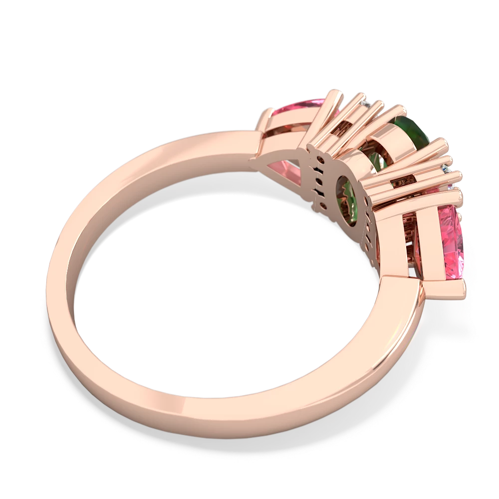 Emerald Antique Style Three Stone 14K Rose Gold ring R2186