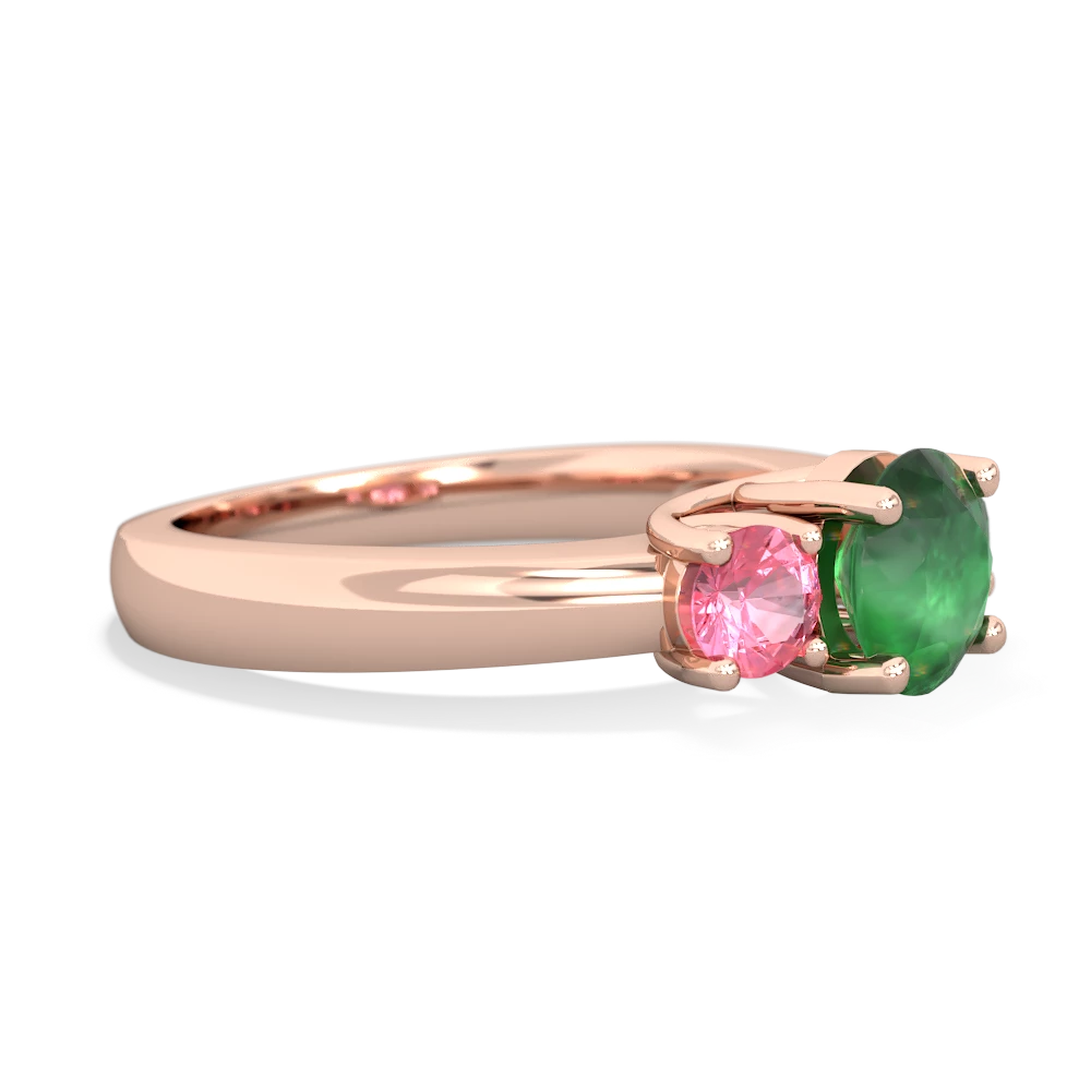 Emerald Three Stone Round Trellis 14K Rose Gold ring R4018