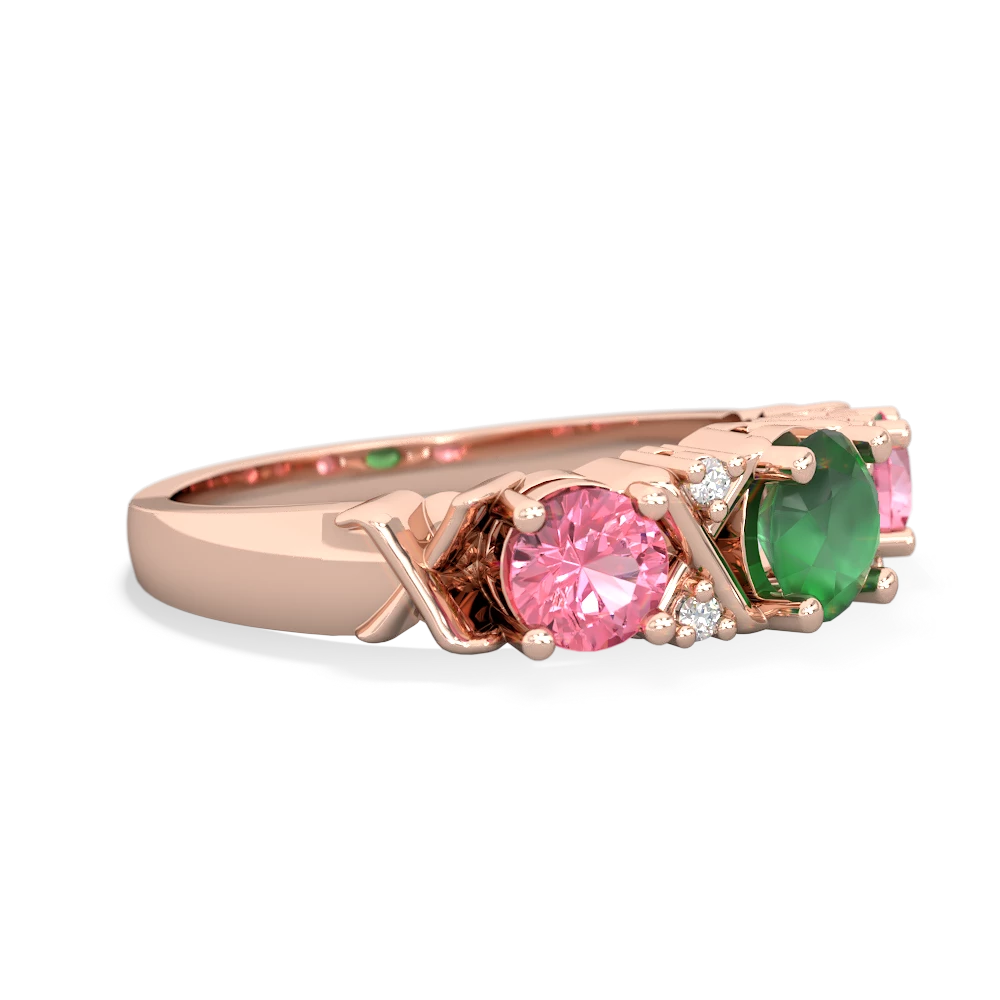 Emerald Hugs And Kisses 14K Rose Gold ring R5016