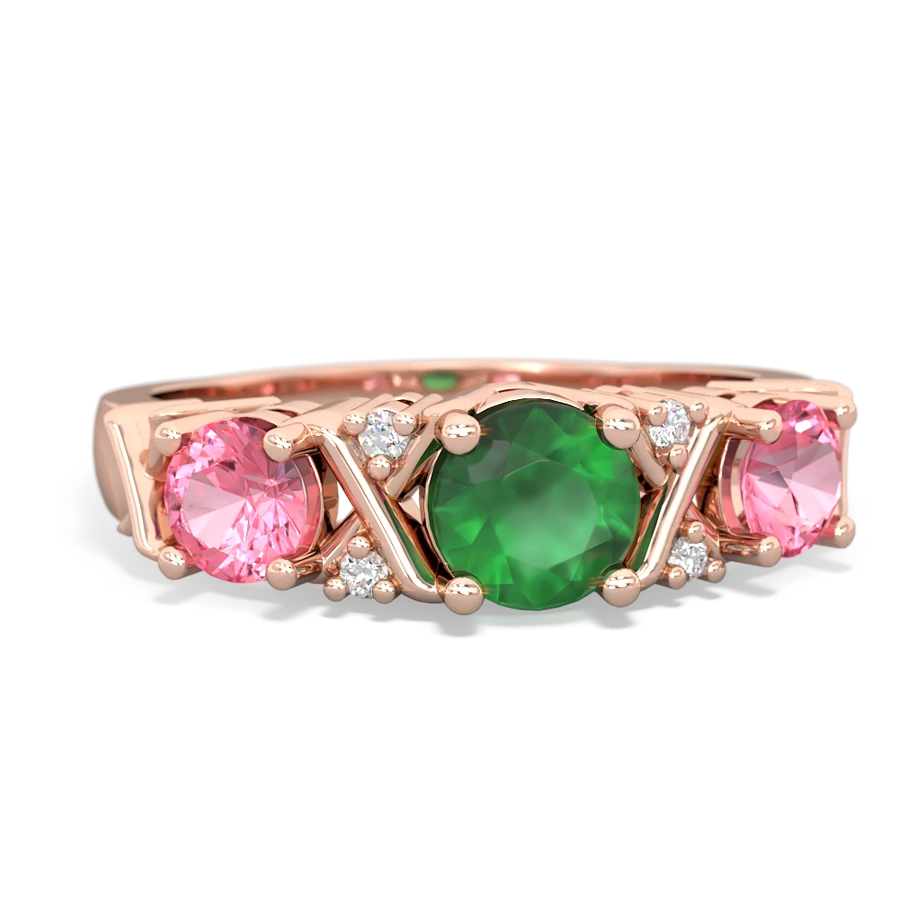 Emerald Hugs And Kisses 14K Rose Gold ring R5016