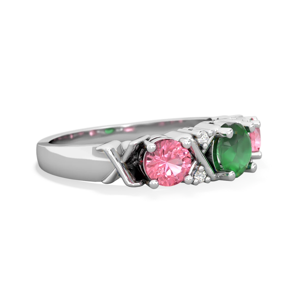 Emerald Hugs And Kisses 14K White Gold ring R5016