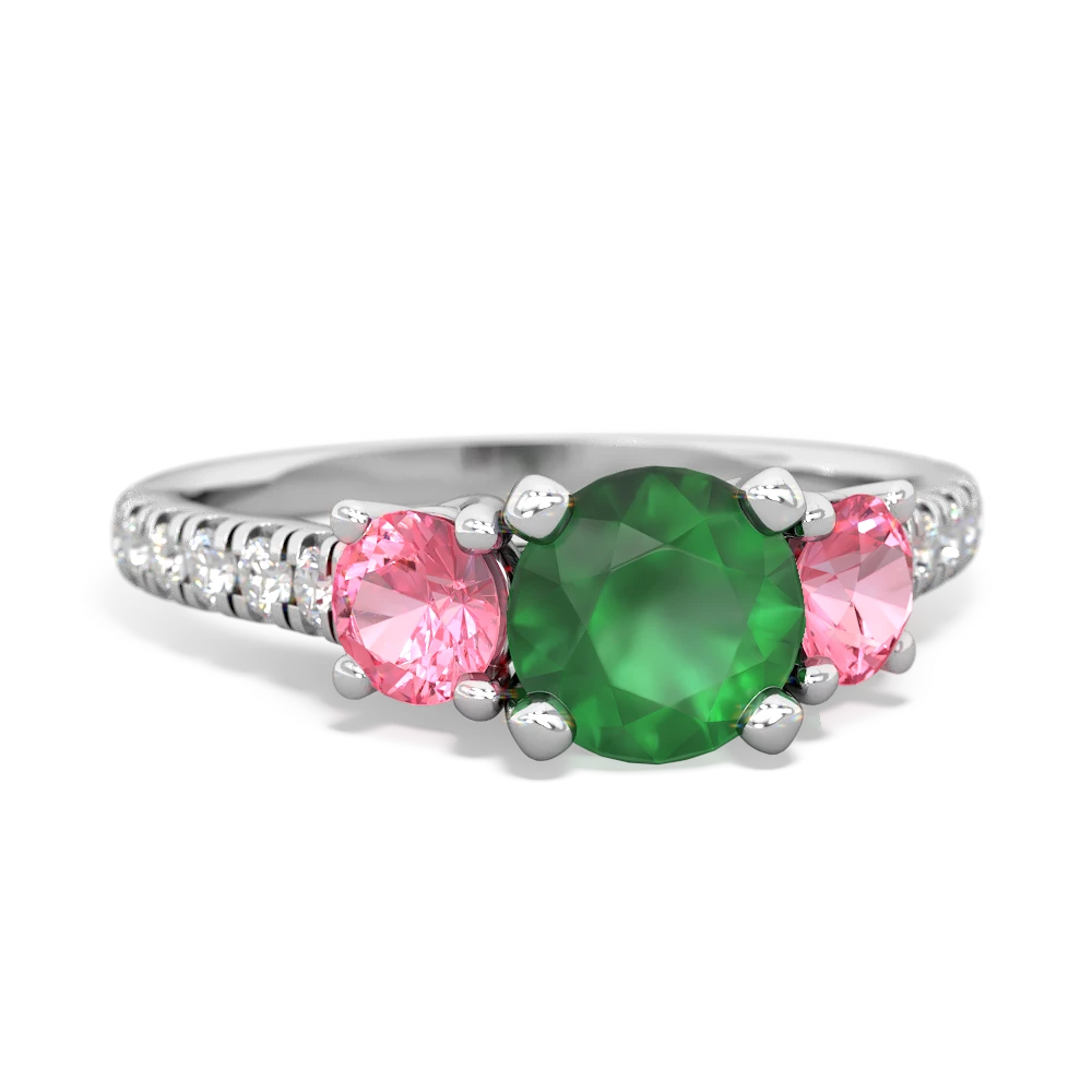 Emerald Pave Trellis 14K White Gold ring R5500