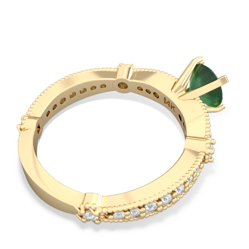 Emerald Milgrain Antique Style 14K Yellow Gold ring R26296RD - front view