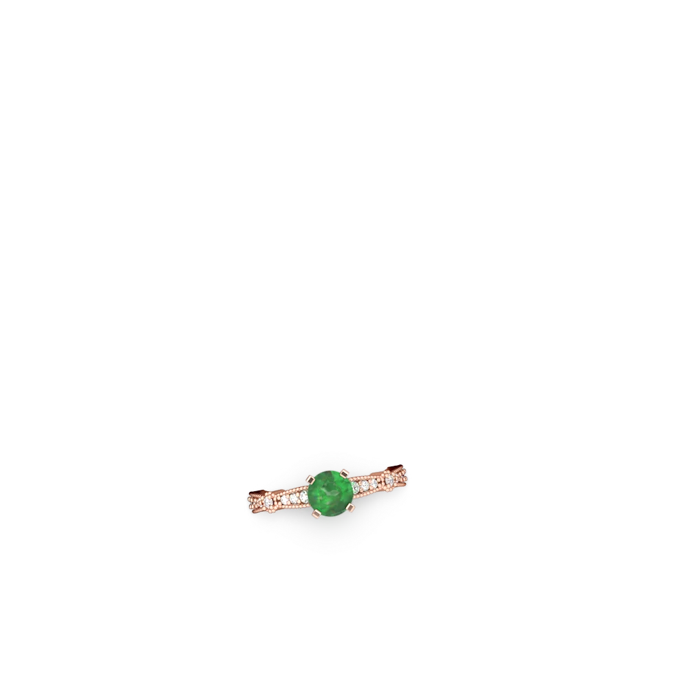 Emerald Sparkling Tiara 6Mm Round 14K Rose Gold ring R26296RD