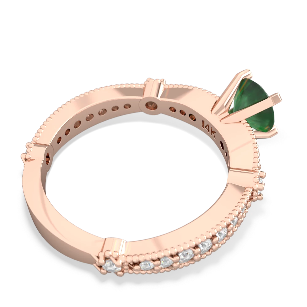 Emerald Sparkling Tiara 6Mm Round 14K Rose Gold ring R26296RD