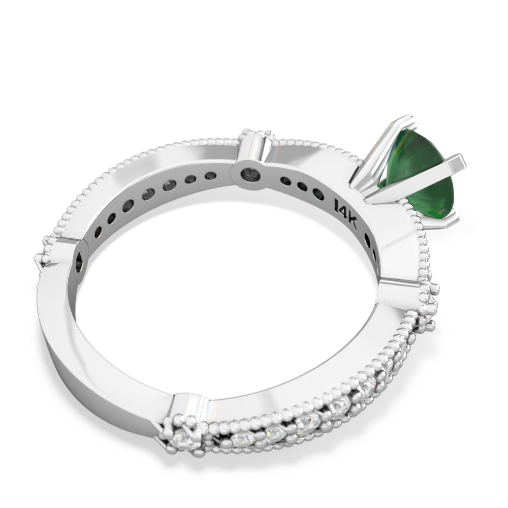 Emerald Sparkling Tiara 6Mm Round 14K White Gold ring R26296RD