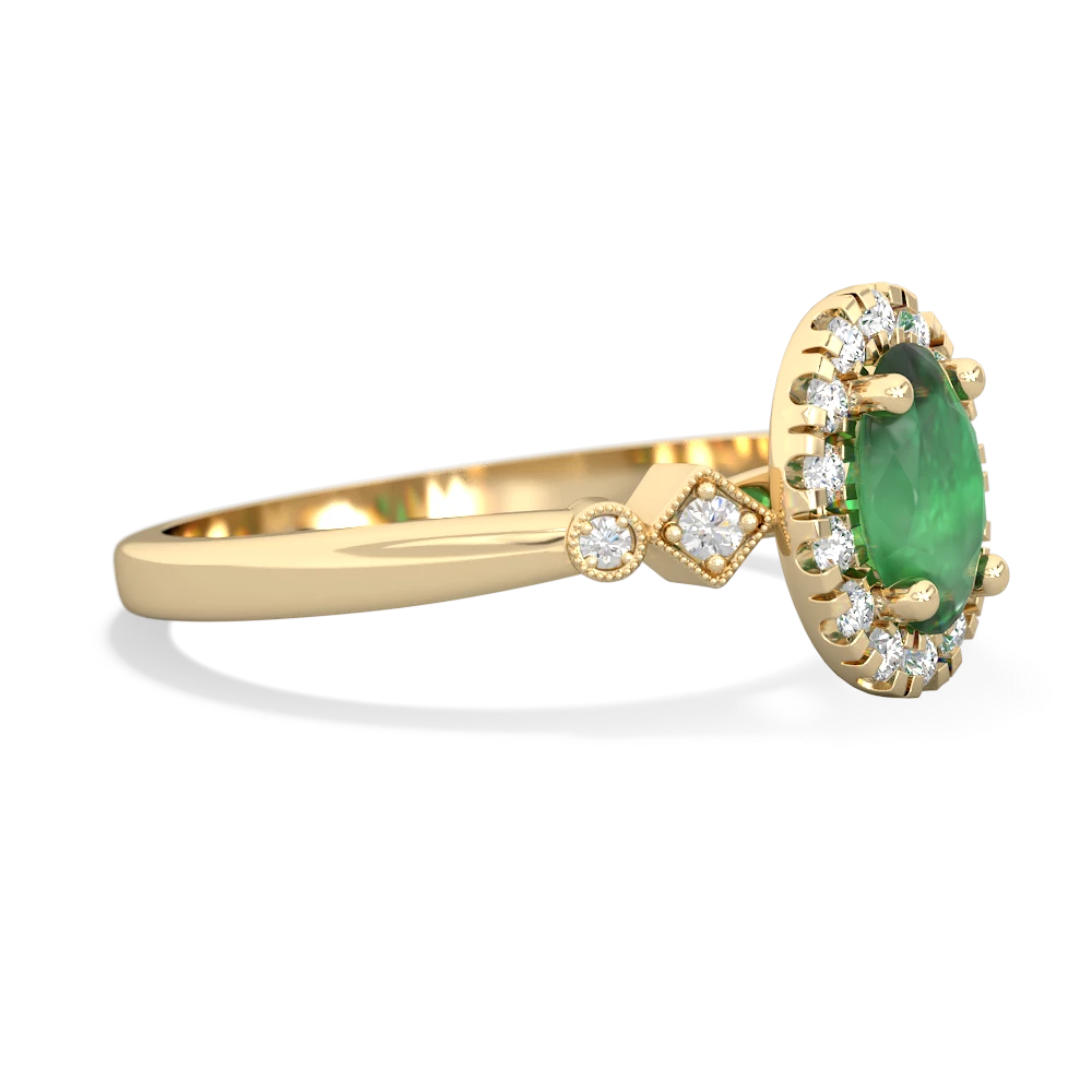 Emerald Antique-Style Halo 14K Yellow Gold ring R5720