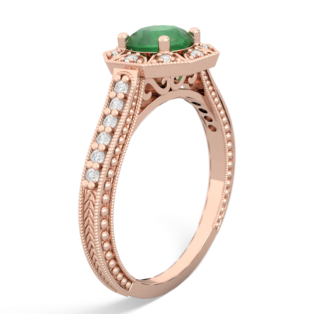 Emerald Art-Deco Starburst 14K Rose Gold ring R5520