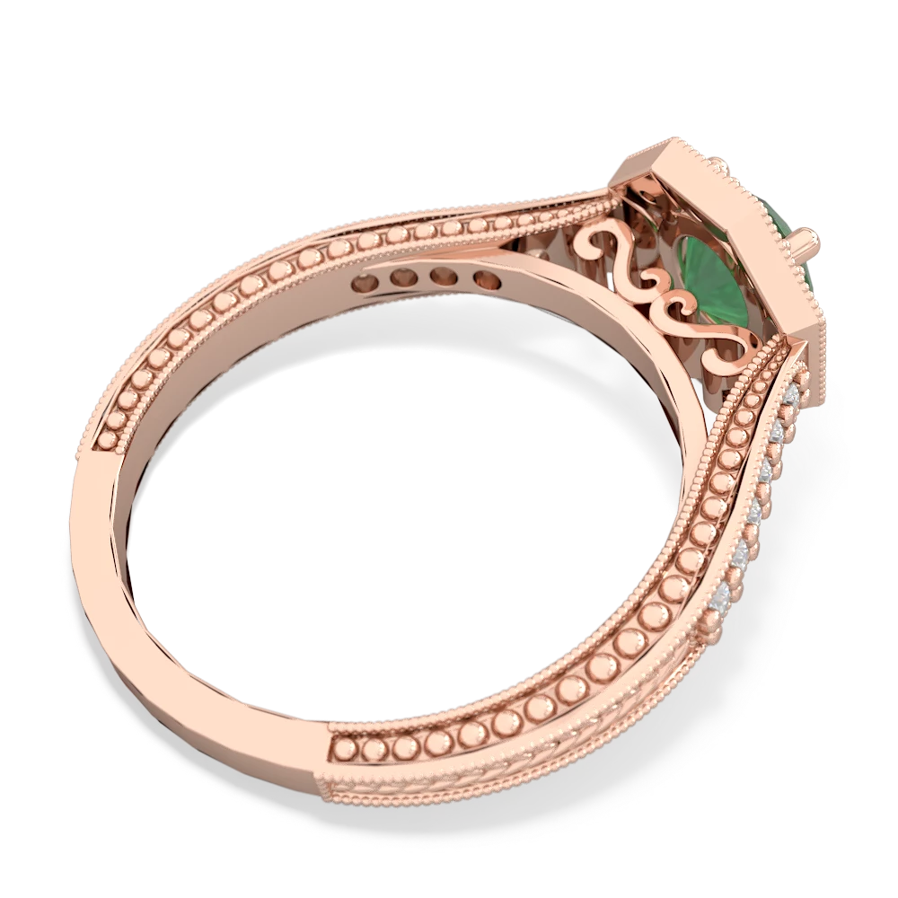 Emerald Art-Deco Starburst 14K Rose Gold ring R5520