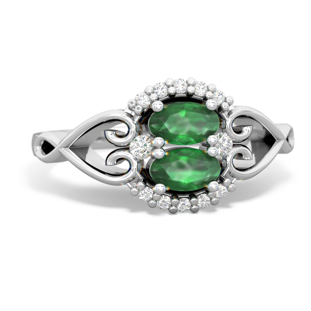Emerald Love Nest 14K White Gold ring R5860