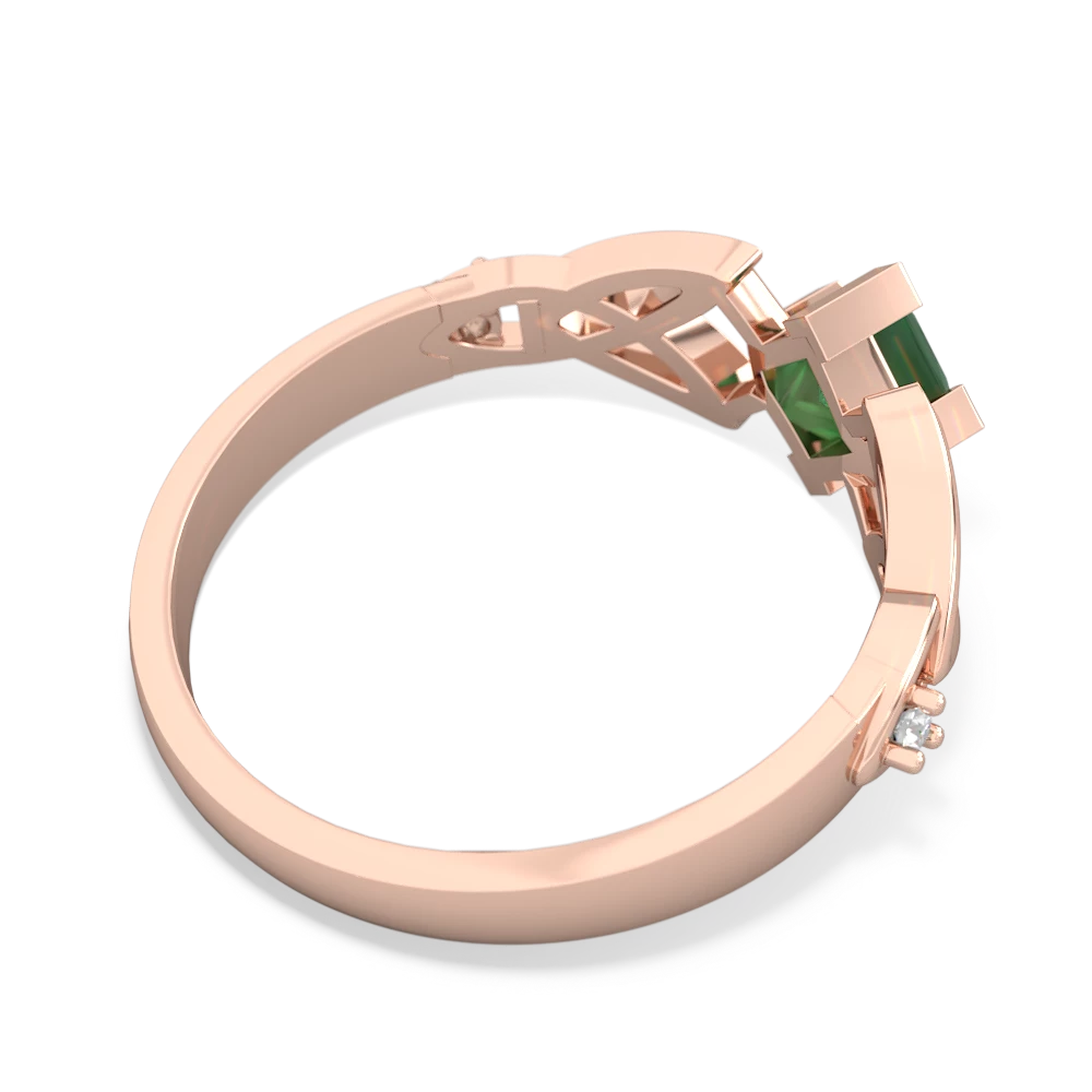 Emerald Celtic Trinity Knot 14K Rose Gold ring R3349