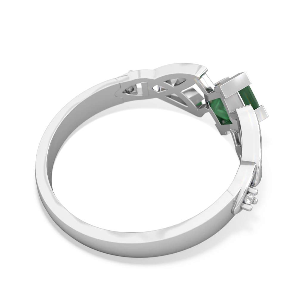 Emerald Celtic Trinity Knot 14K White Gold ring R3349
