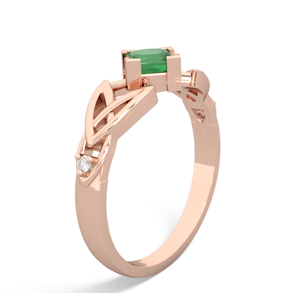 Emerald Celtic Knot Princess 14K Rose Gold ring R3349