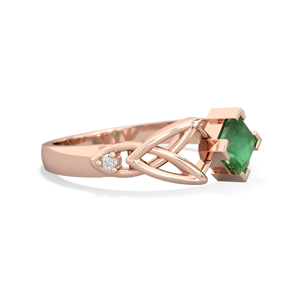 Emerald Celtic Knot Princess 14K Rose Gold ring R3349