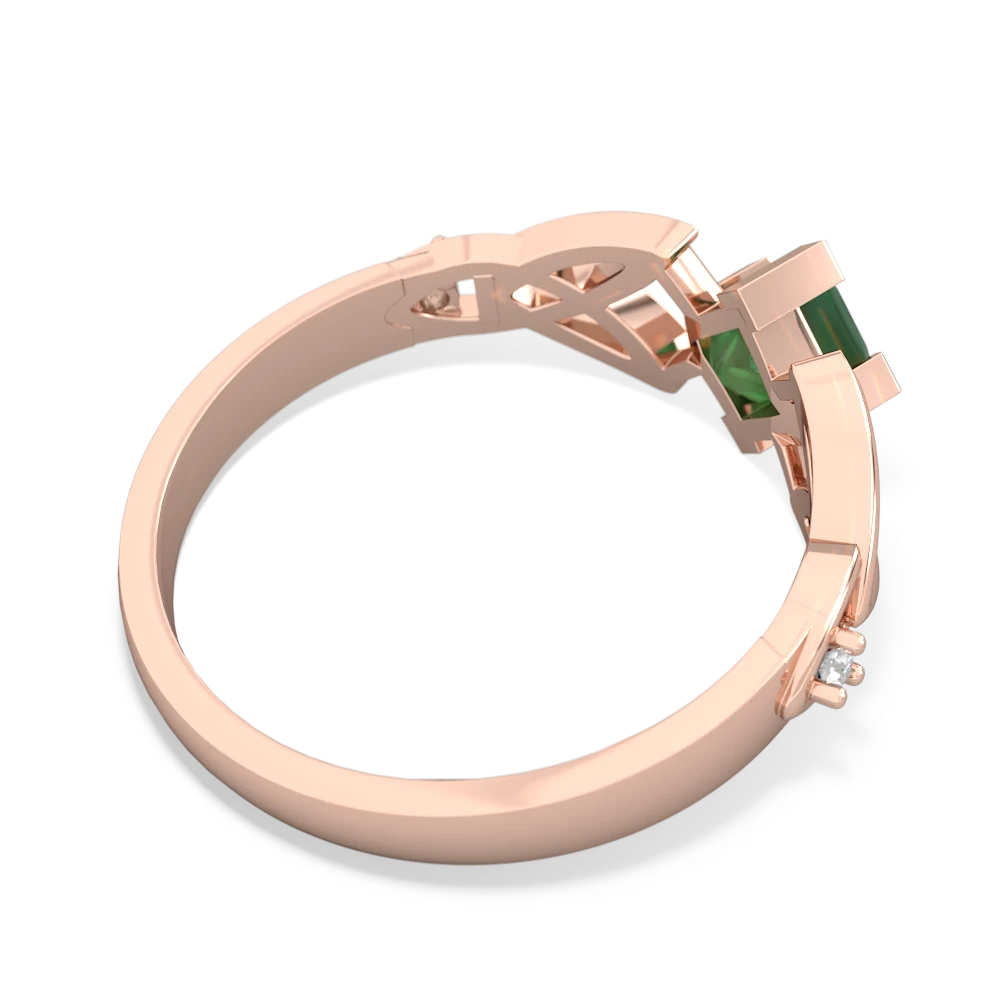 Emerald Celtic Knot Princess 14K Rose Gold ring R3349