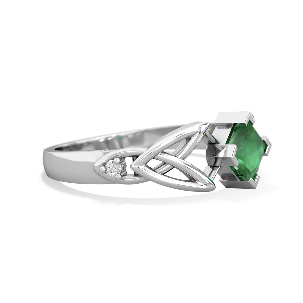 Emerald Celtic Knot Princess 14K White Gold ring R3349