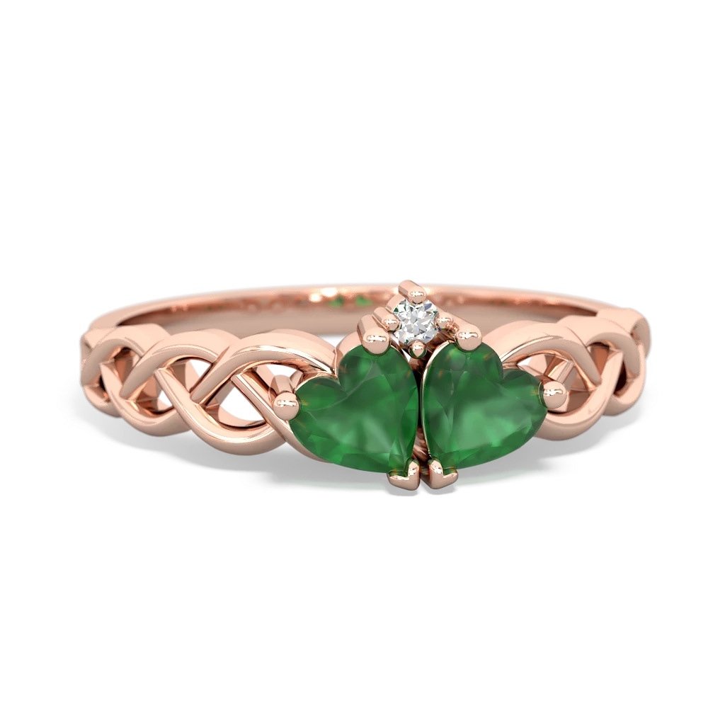 Emerald Heart To Heart Braid 14K Rose Gold ring R5870