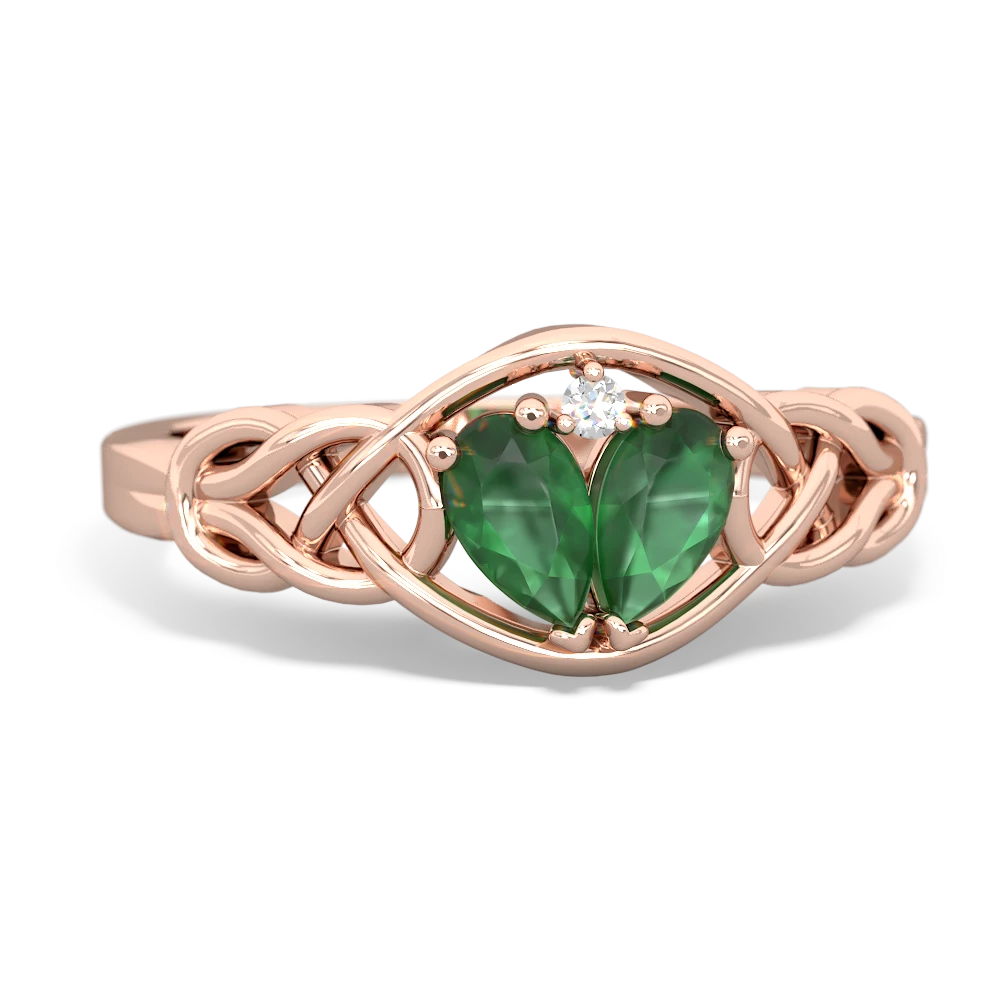 Emerald Celtic Love Knot 14K Rose Gold ring R5420
