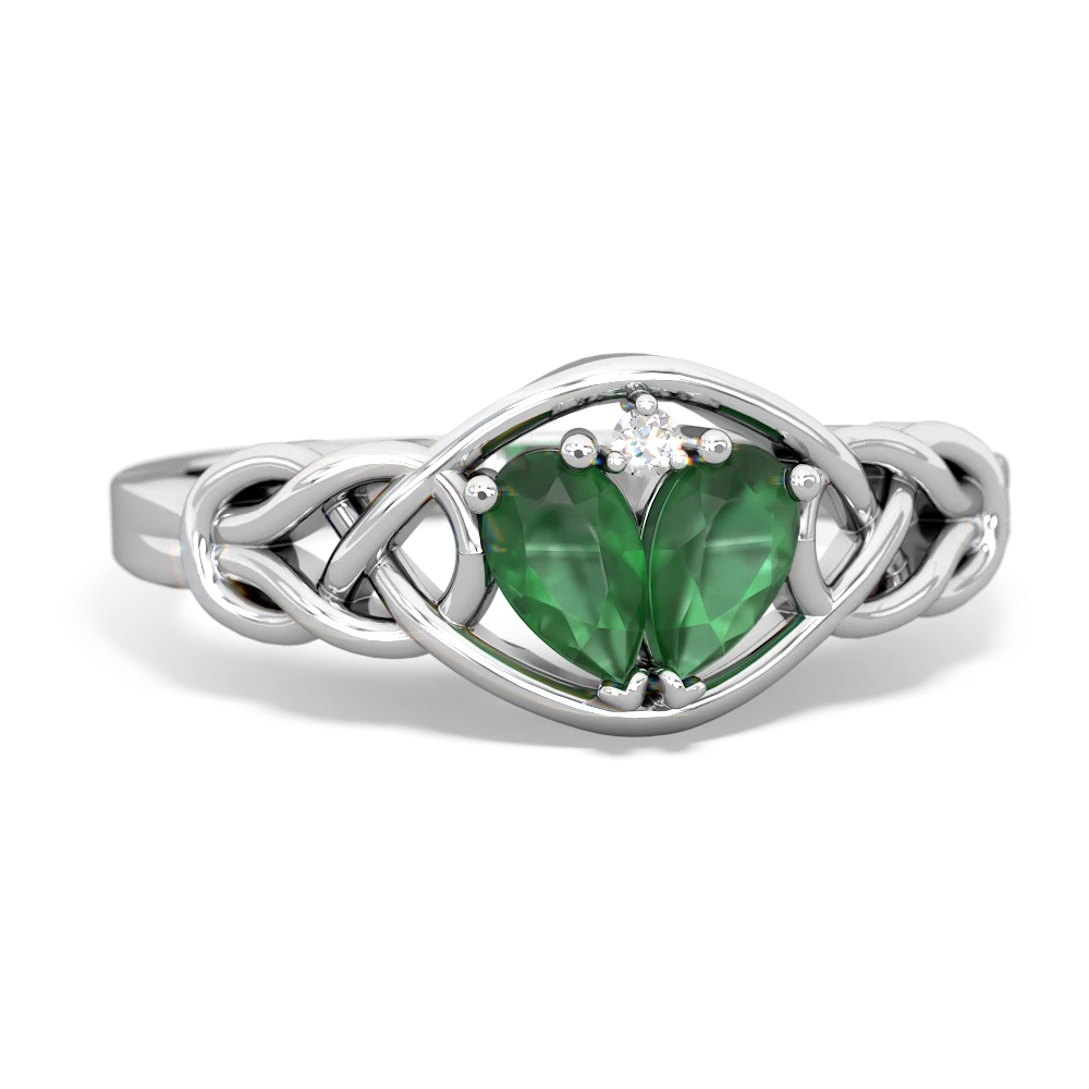 Emerald Celtic Love Knot 14K White Gold ring R5420