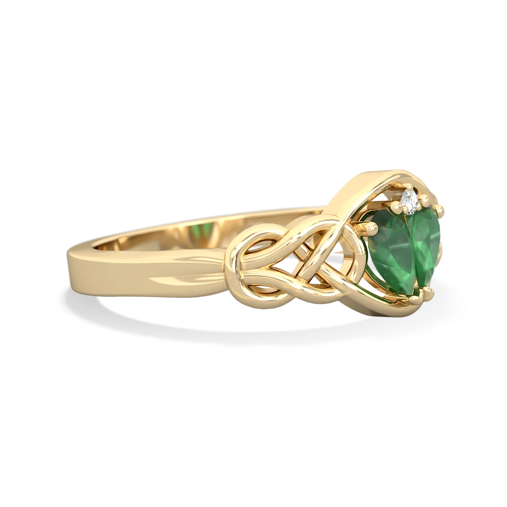 Emerald Celtic Love Knot 14K Yellow Gold ring R5420