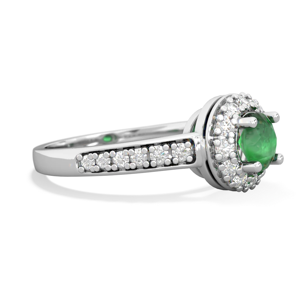 Emerald Diamond Halo 14K White Gold ring R5370
