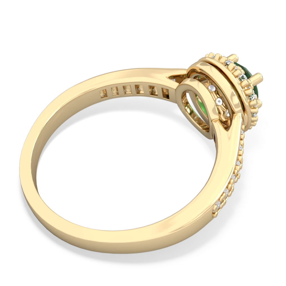 Emerald Diamond Halo 14K Yellow Gold ring R5370 - front view