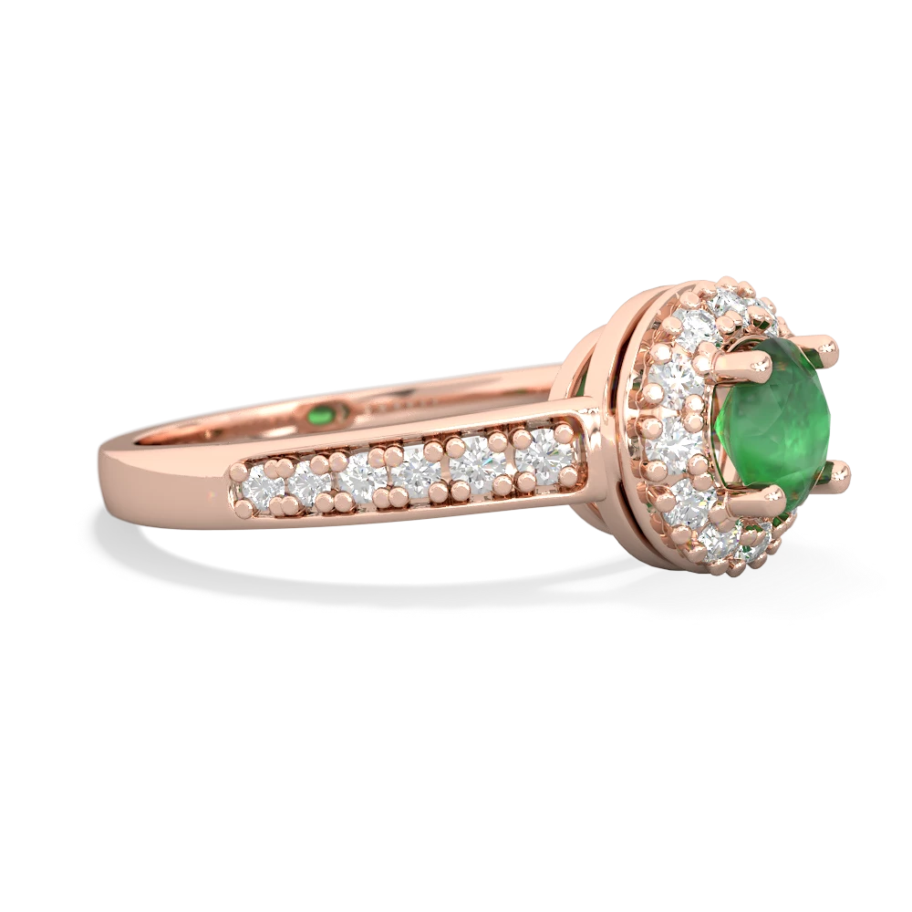 Emerald Diamond Halo 14K Rose Gold ring R5370