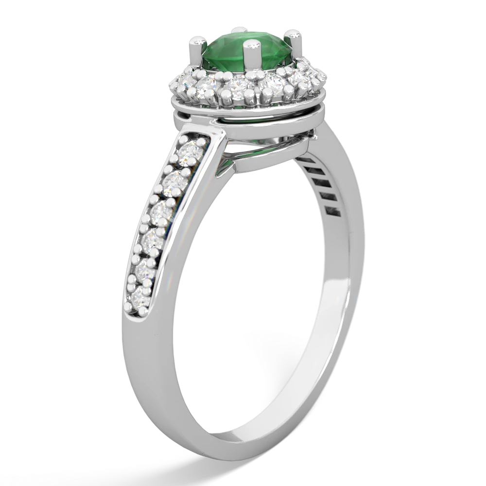 Emerald Diamond Halo 14K White Gold ring R5370