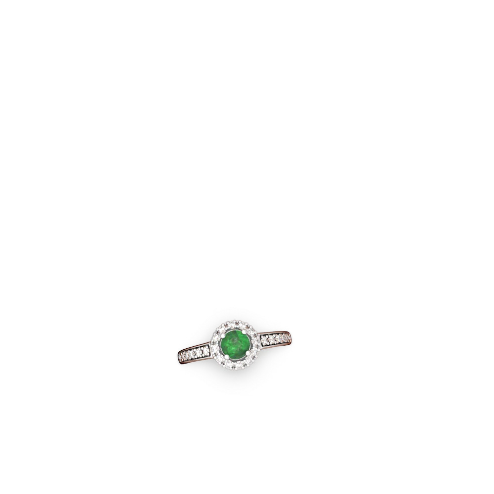 Emerald Diamond Halo 14K White Gold ring R5370