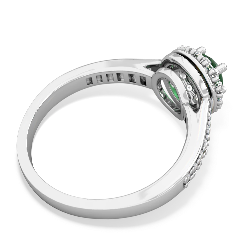 Emerald Diamond Halo 14K White Gold ring R5370