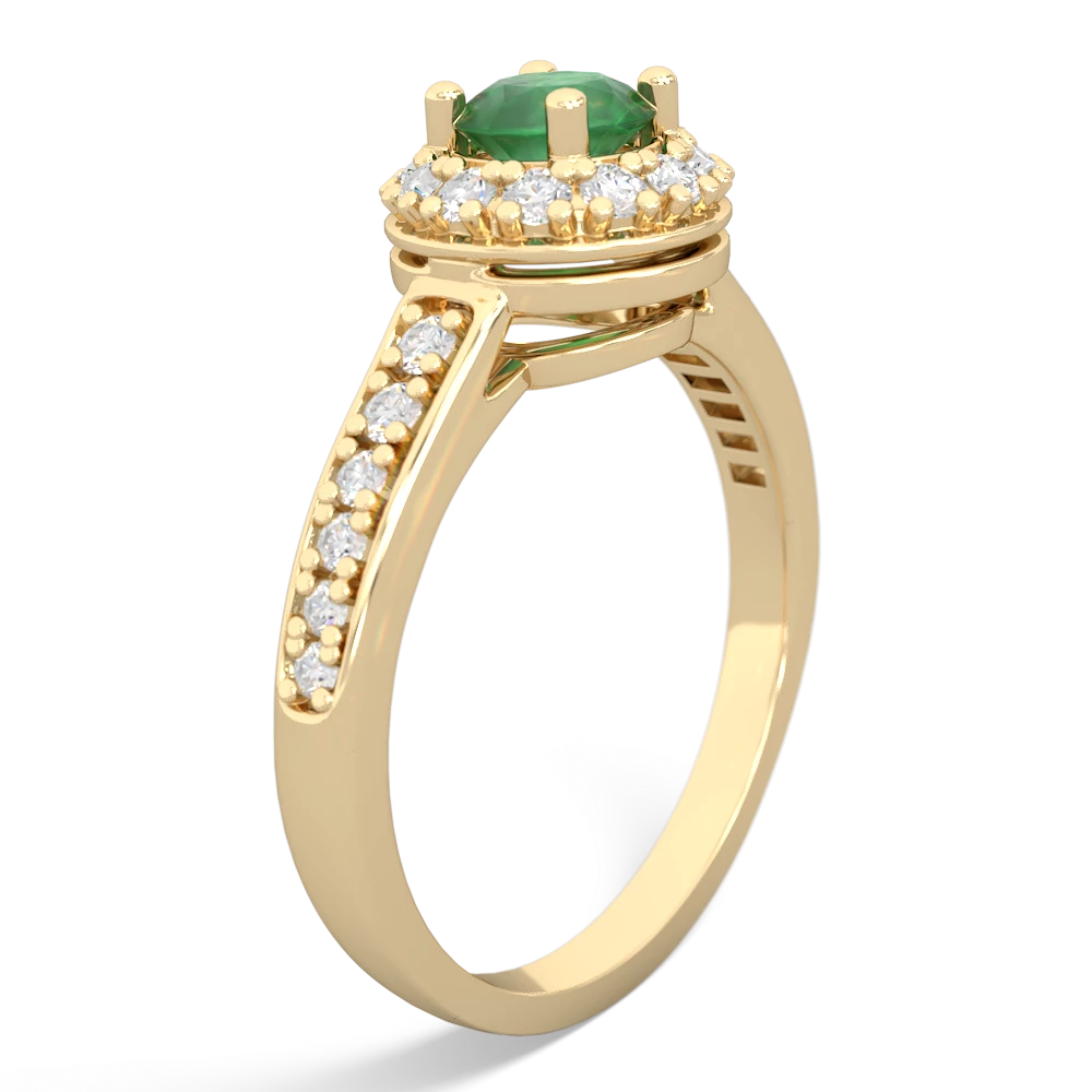 Emerald Diamond Halo 14K Yellow Gold ring R5370