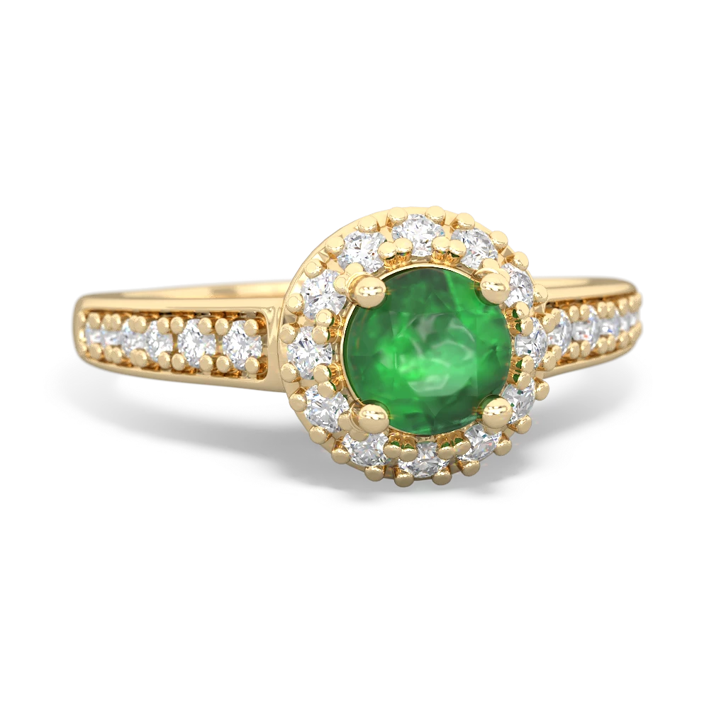 Emerald Diamond Halo 14K Yellow Gold ring R5370