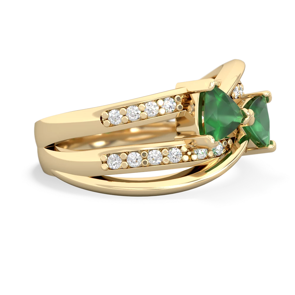 Emerald Bowtie 14K Yellow Gold ring R2360