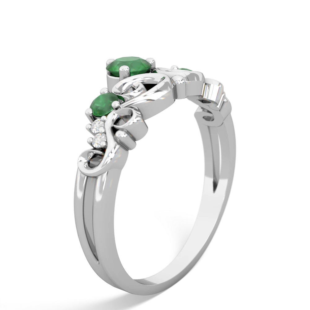 Emerald Crown Keepsake 14K White Gold ring R5740