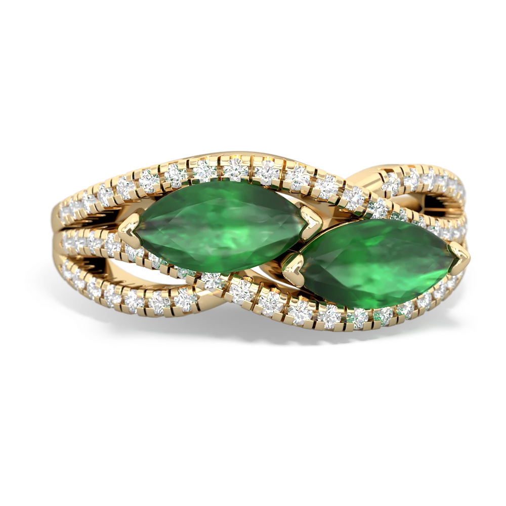 Emerald Diamond Rivers 14K Yellow Gold ring R3070