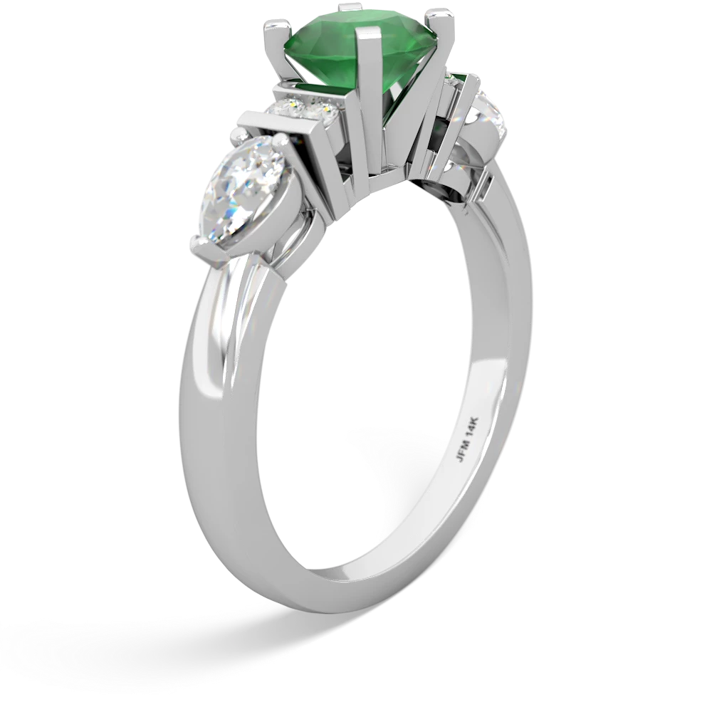 Emerald Engagement 14K White Gold ring R2002