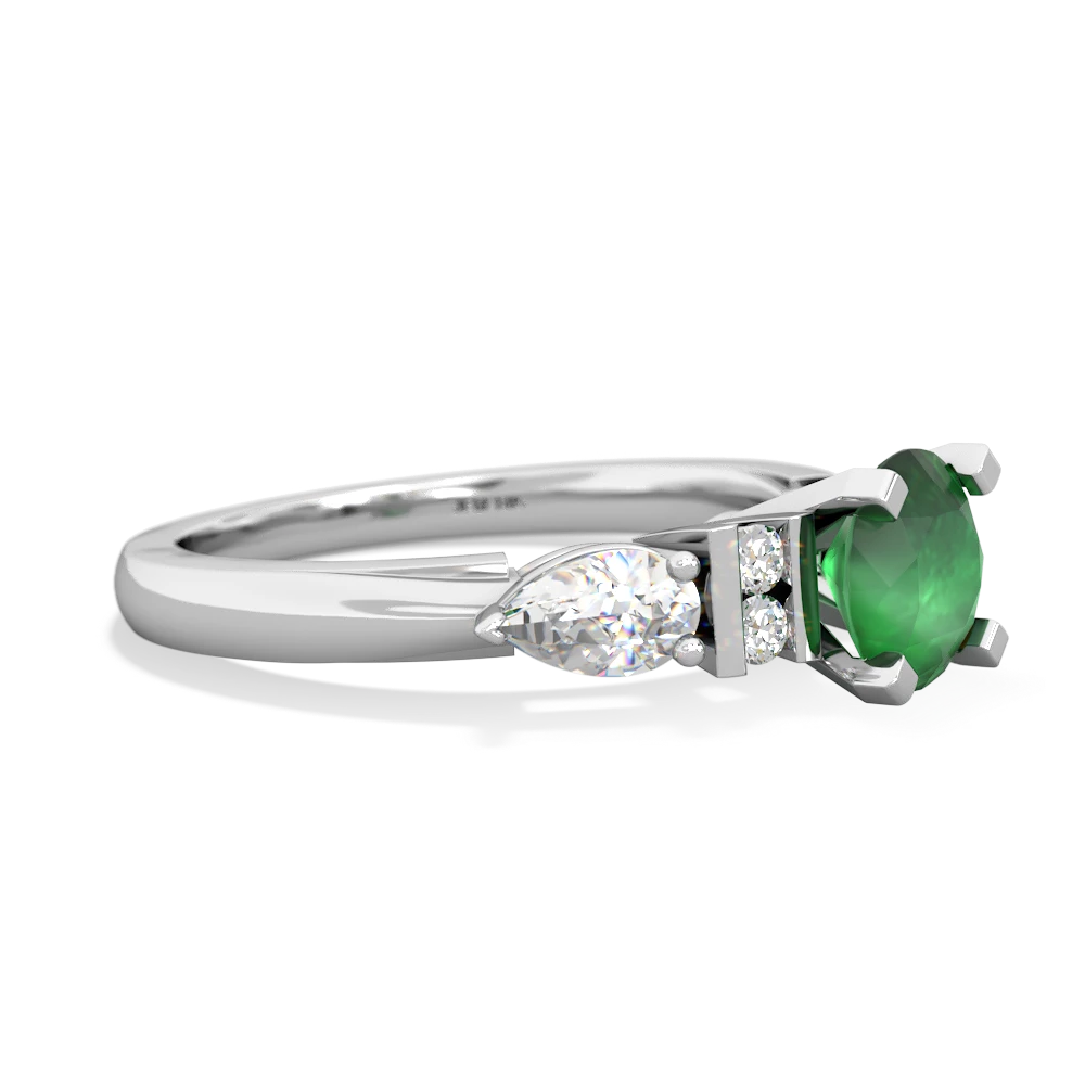 Emerald Engagement 14K White Gold ring R2002