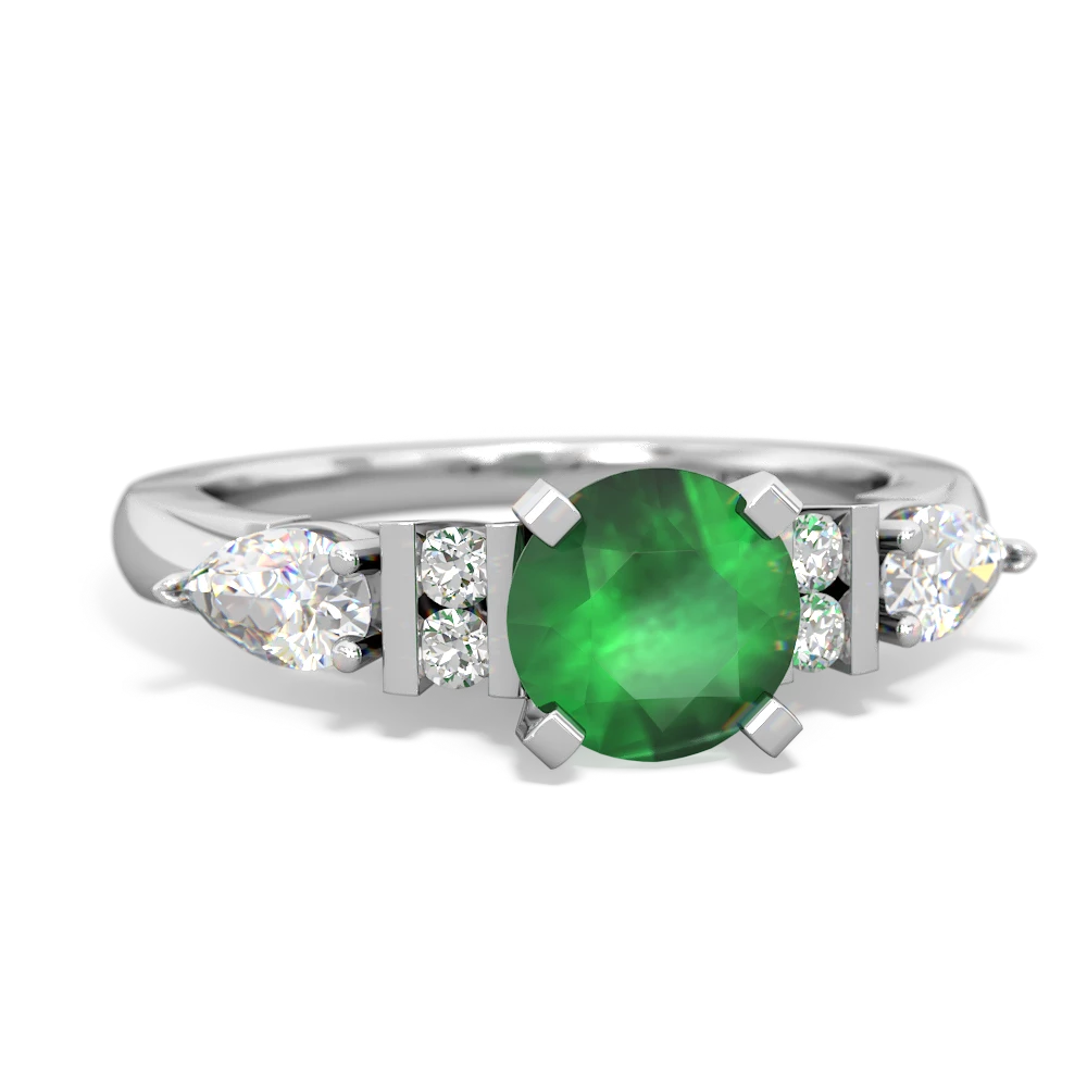 Emerald Engagement 14K White Gold ring R2002